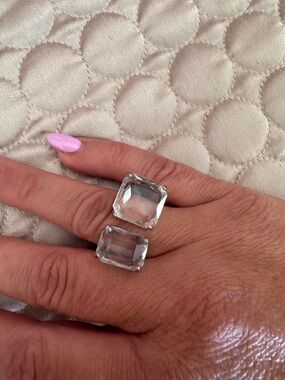 Clear Crystal Statement Elegant Sparkling Cocktail Ring